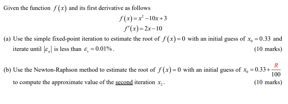 Given the function f(x) ﻿and its first derivative as | Chegg.com