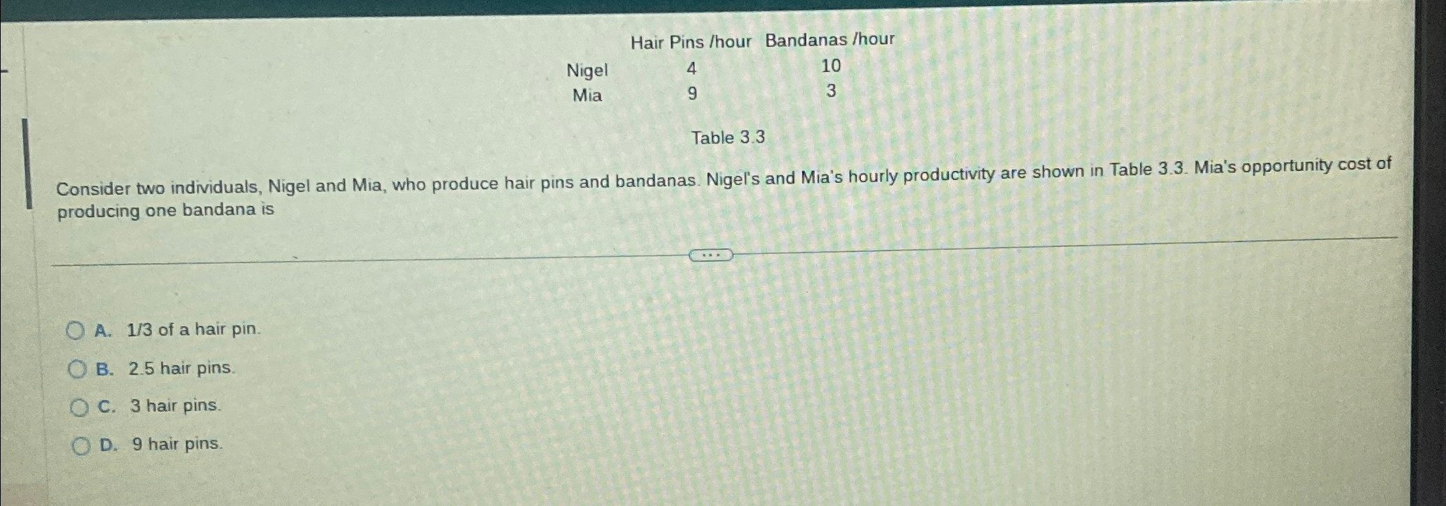 Solved \table[[,Hair Pins /hour,Bandanas /