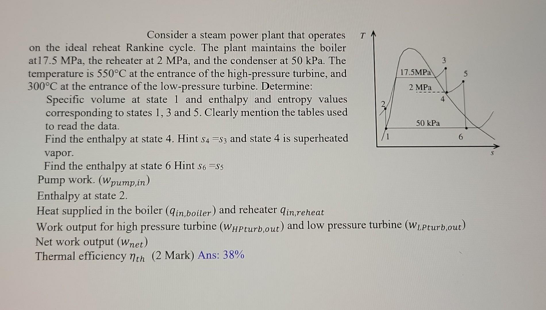 Solved Consider A Steam Power Plant That Operates On The | Chegg.com