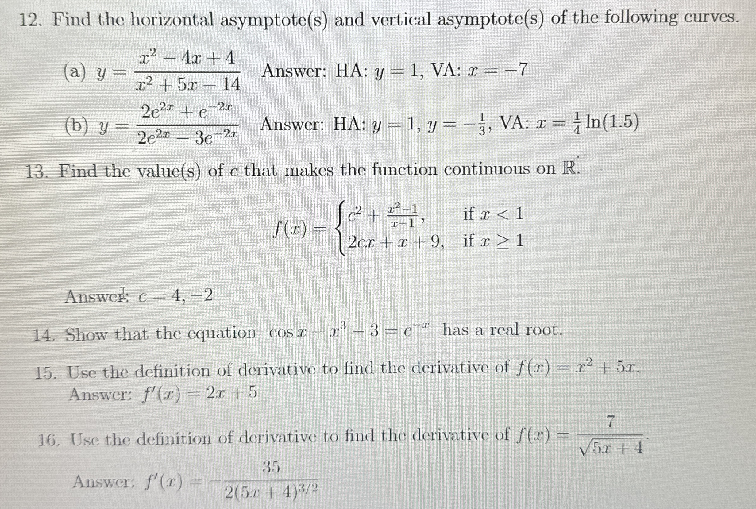 Solved Find the horizontal asymptote(s) ﻿and vertical