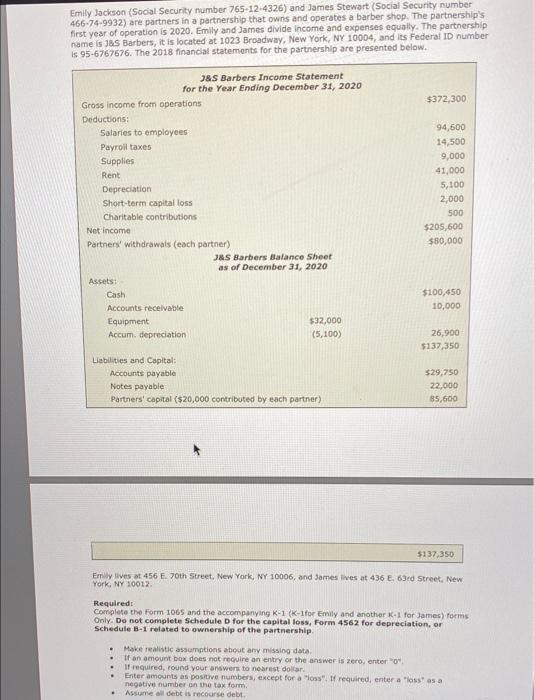 Emily Jackson (Social Security number 765124326)