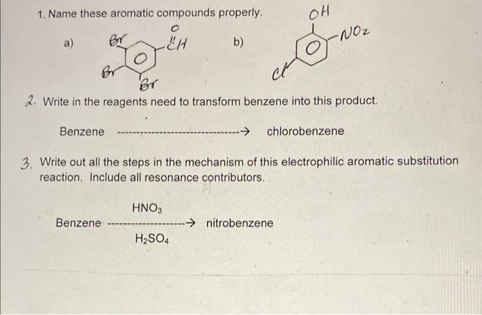 Solved OH 1. Name These Aromatic Compounds Properly. O A) Br | Chegg.com