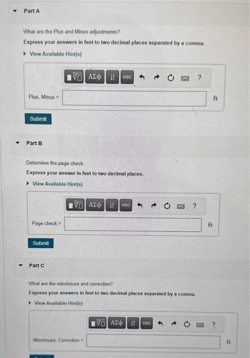 Solved A differential leveling loop began and closed on BM | Chegg.com