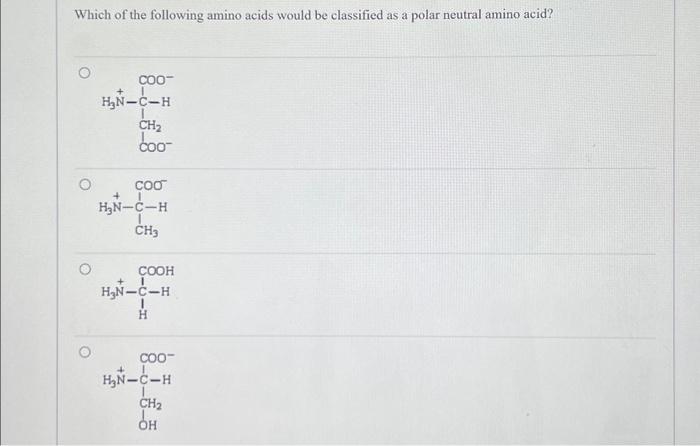Solved Which of the following amino acids would be | Chegg.com