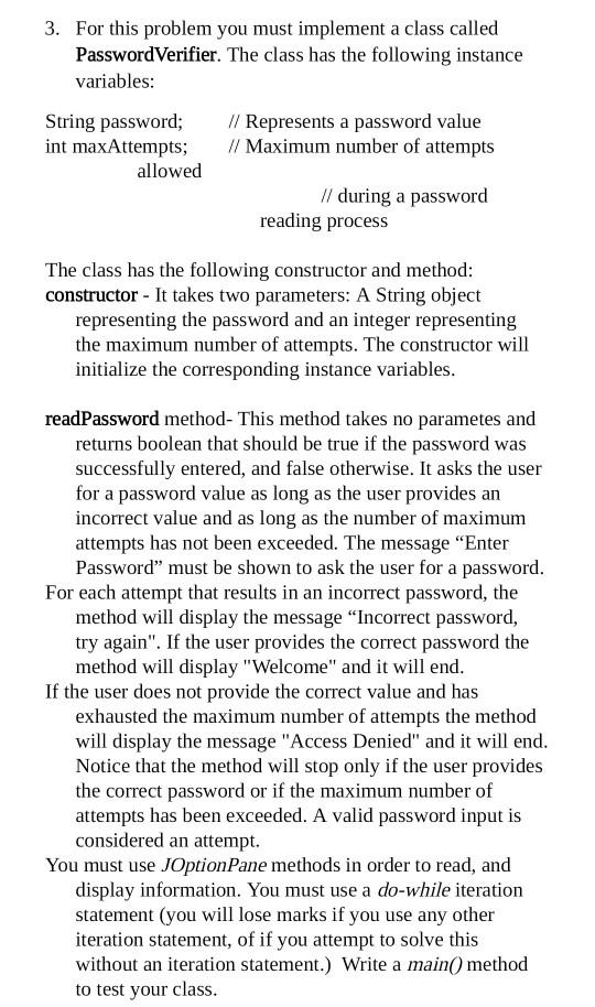 Solved 3. For this problem you must implement a class called | Chegg.com