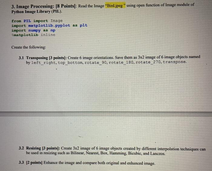 Solved 3. Image Processing: [8 Points]: Read the image | Chegg.com
