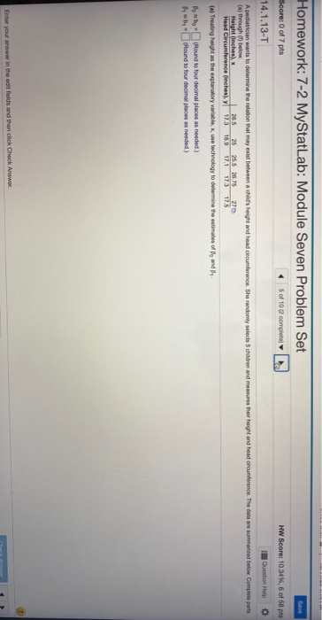 Solved Homework: 7-2 MyStatLab: Module Seven Problem Set | Chegg.com