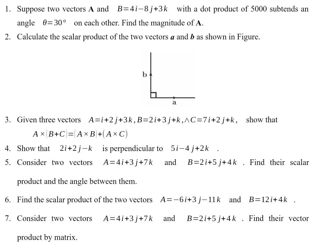 Solved 1. Suppose Two Vectors A And B=4i−8j+3k With A Dot | Chegg.com