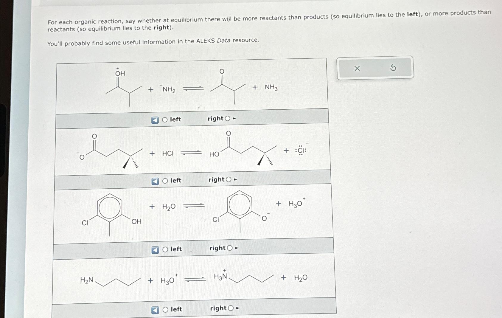 Solved For each organic reaction, say whether at equilibrium | Chegg.com