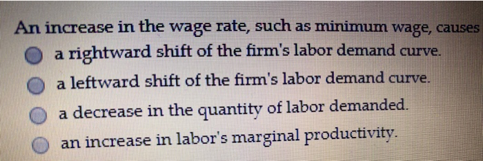 solved a decrease in the wage rate causes a. a... Solved An increase in the wage rate, such as minimum wage, | Chegg.com