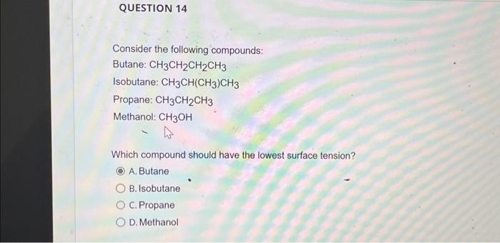 Solved Consider The Following Compounds: Butane: | Chegg.com