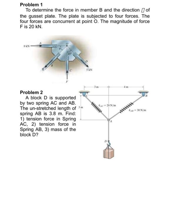 Solved Problem 1 To Determine The Force In Member B And The | Chegg.com