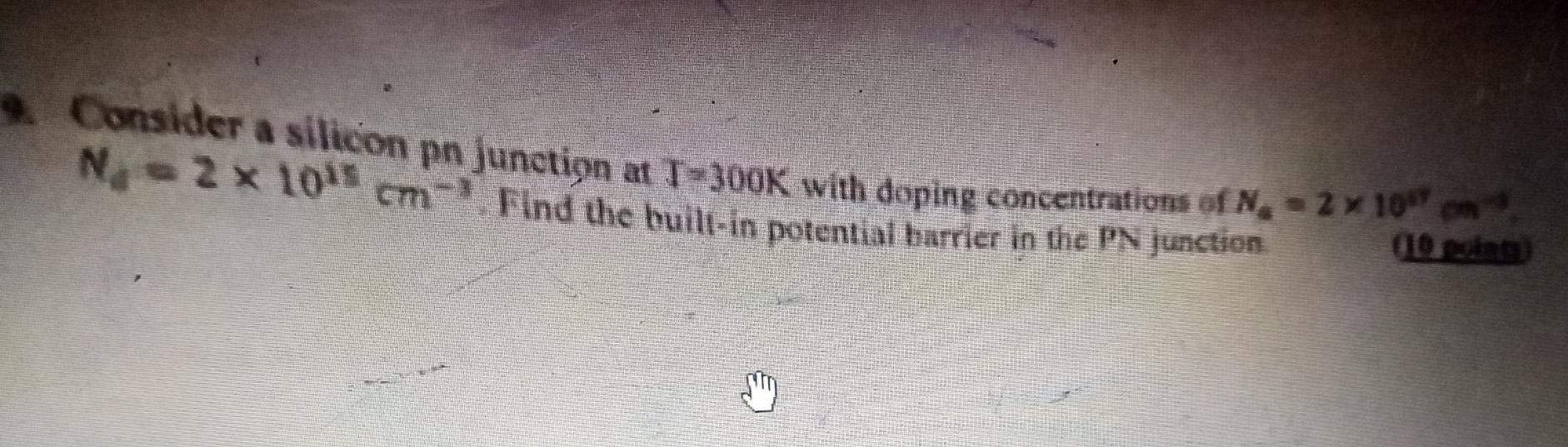 Solved Consider a silicon pn junction at 1-300k with doping | Chegg.com