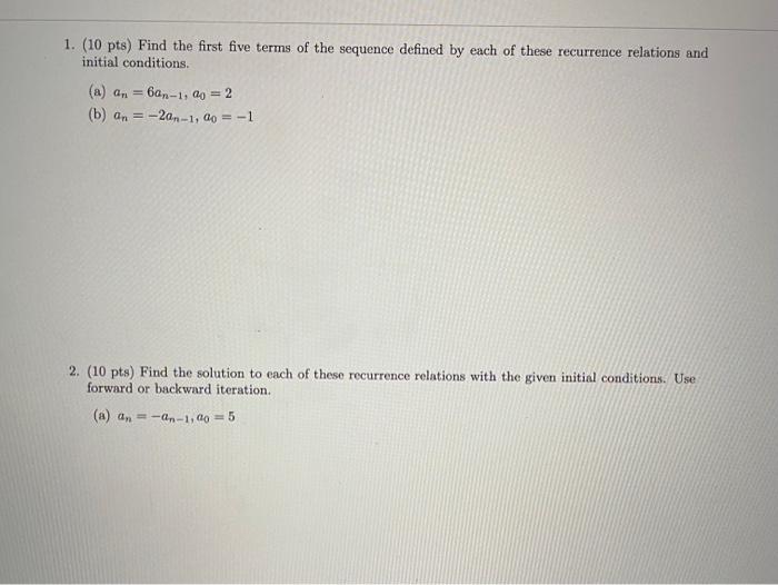 Solved Discrete Math | Recursionsplease help with these two | Chegg.com