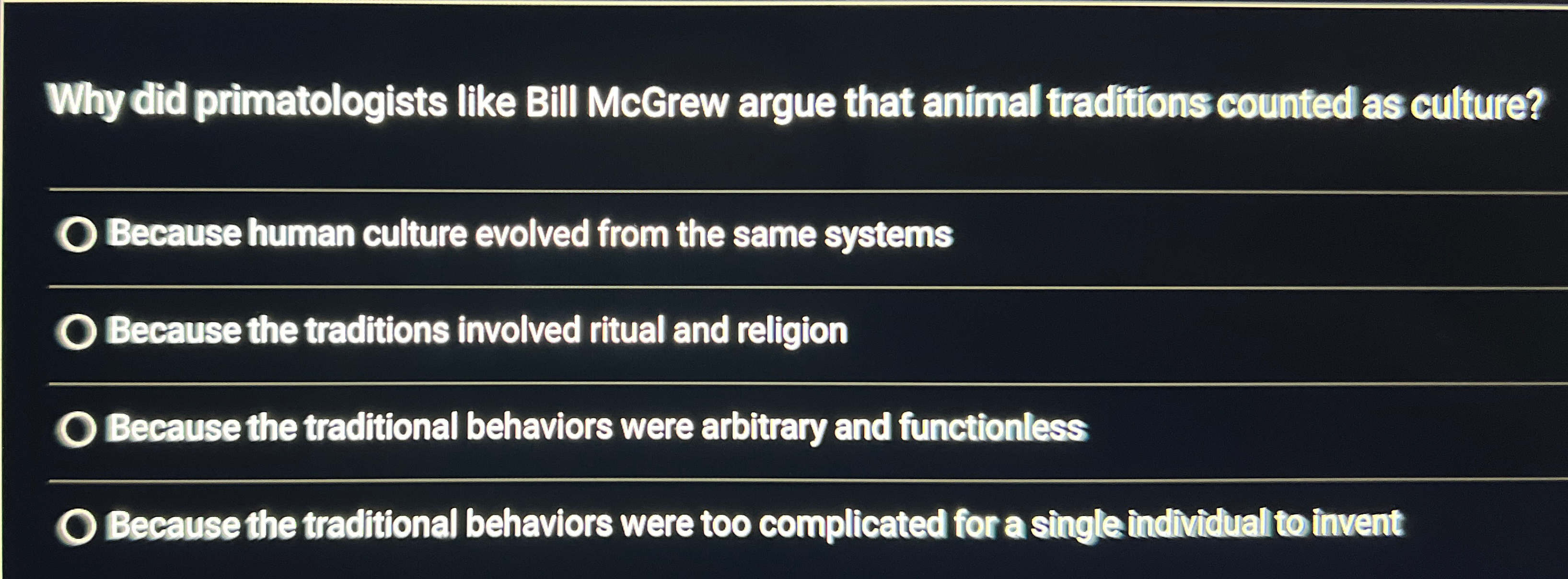 Solved Why did primatologists like Bill McGrew argue that | Chegg.com
