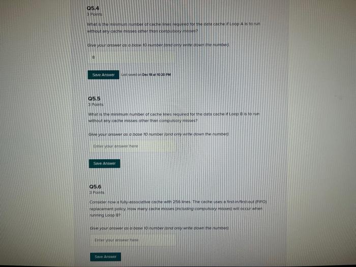 Solved Q5 Cache Performance Analysis 16 Points. Consider the | Chegg.com