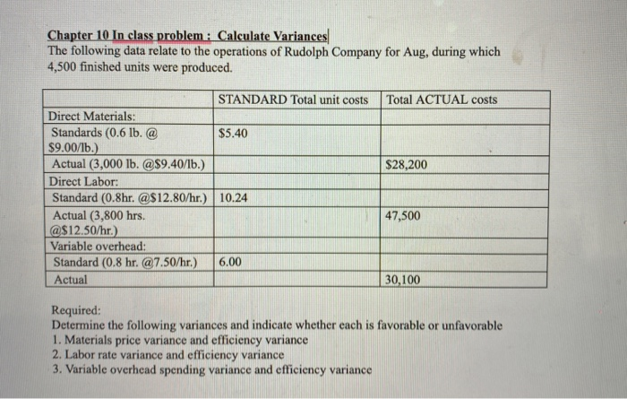 Solved Chapter 10 In class problem : Calculate Variances The | Chegg.com
