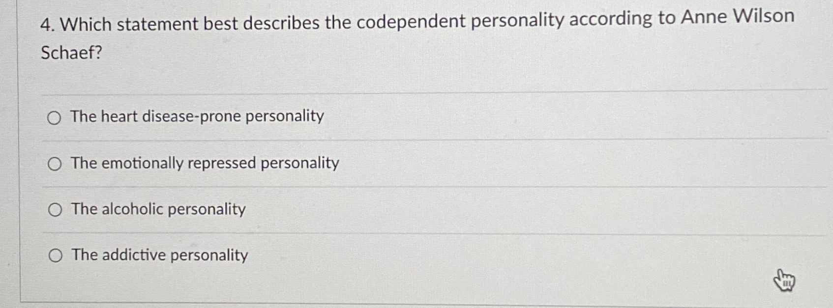 Solved Which statement best describes the codependent | Chegg.com