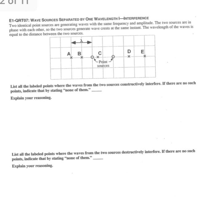 Solved E1-QRT07: WAVE SOURCES SEPARATED BY ONE WAVELENGTH | Chegg.com