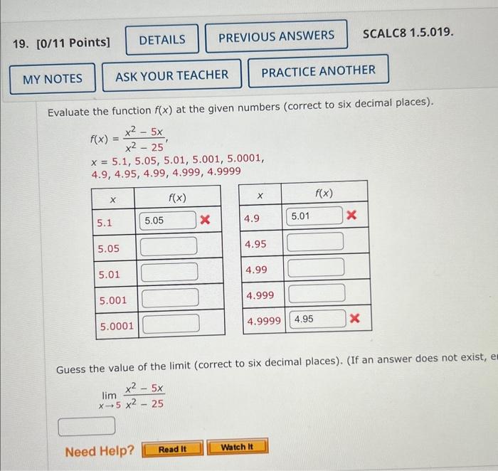 Solved Evaluate the function f(x) at the given numbers | Chegg.com