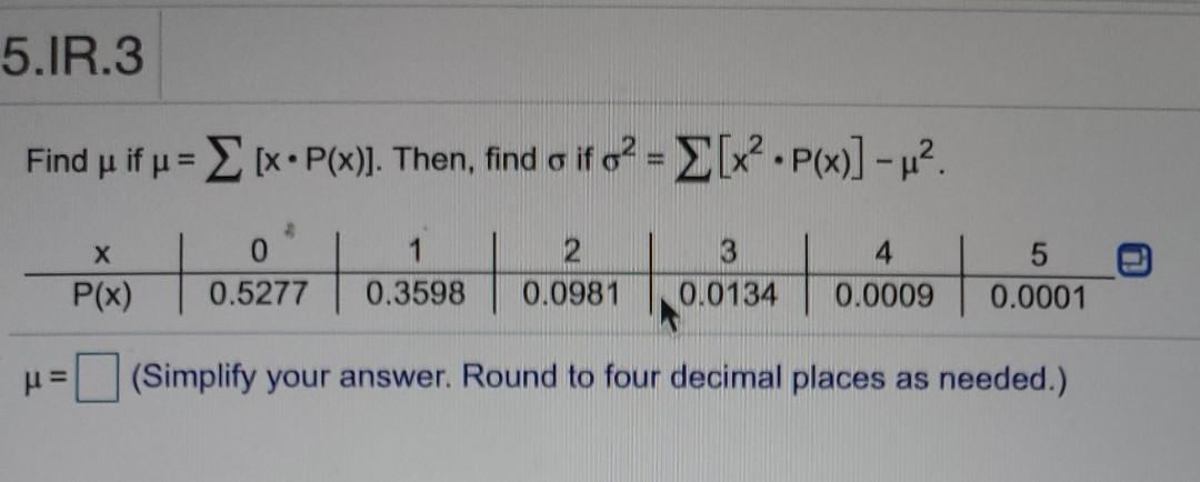 Solved 5 Ir 3 Find U If U X P X Then Find O If O2 Chegg Com