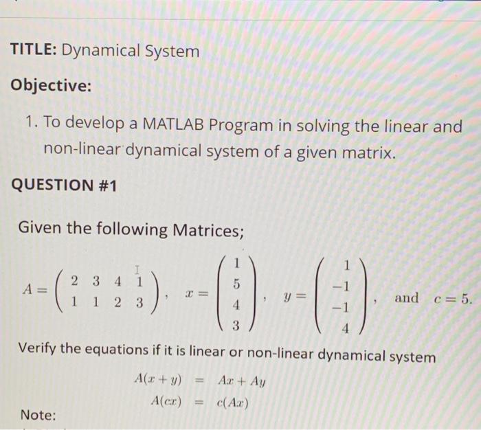 Solved TITLE Dynamical System Objective 1. To develop a