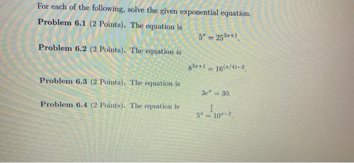 Solved For each of the following, solve the given | Chegg.com