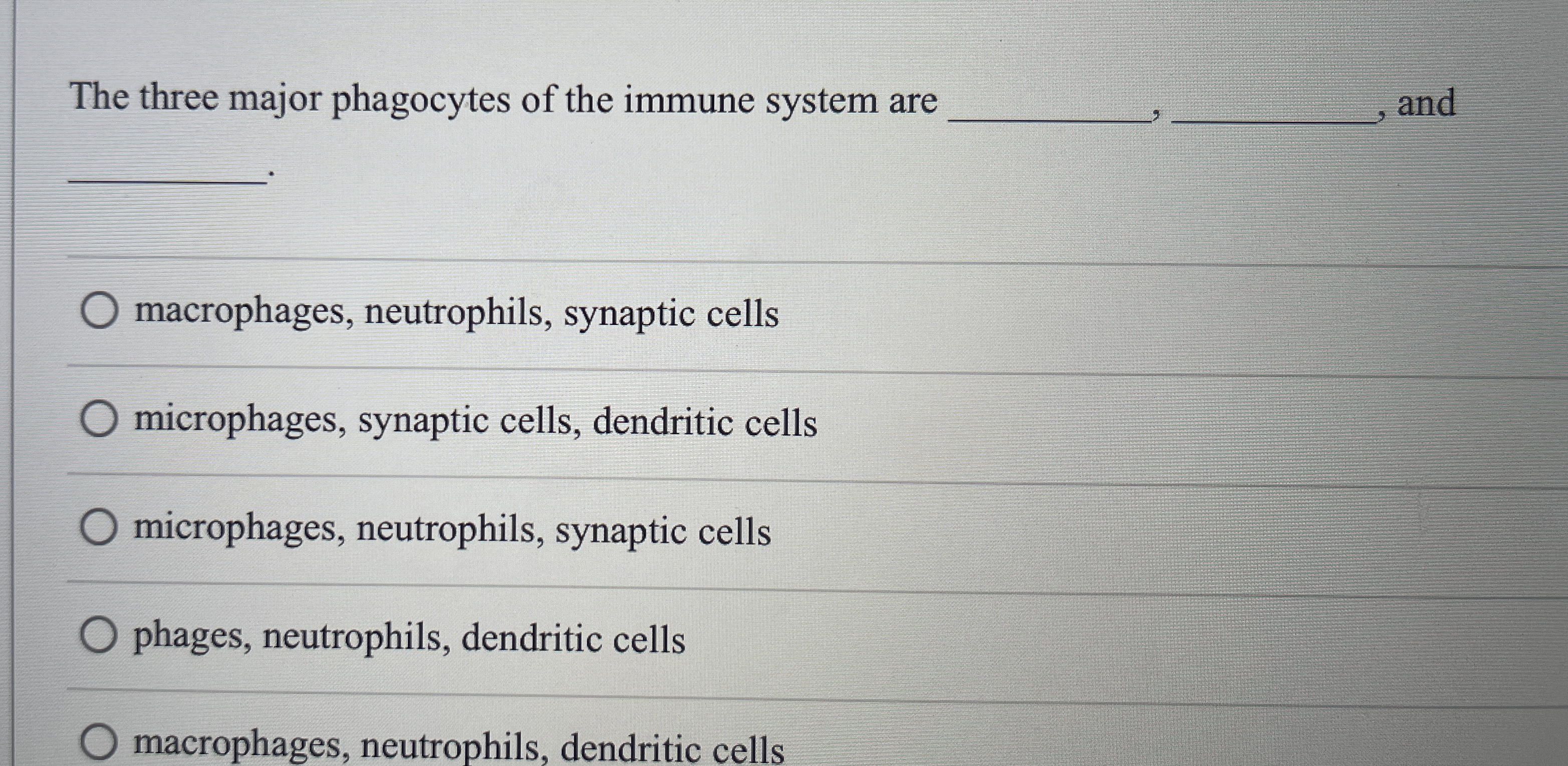 Solved The three major phagocytes of the immune system are | Chegg.com