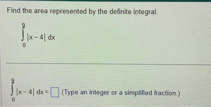 Solved Find the area represented by the definite integral. | Chegg.com