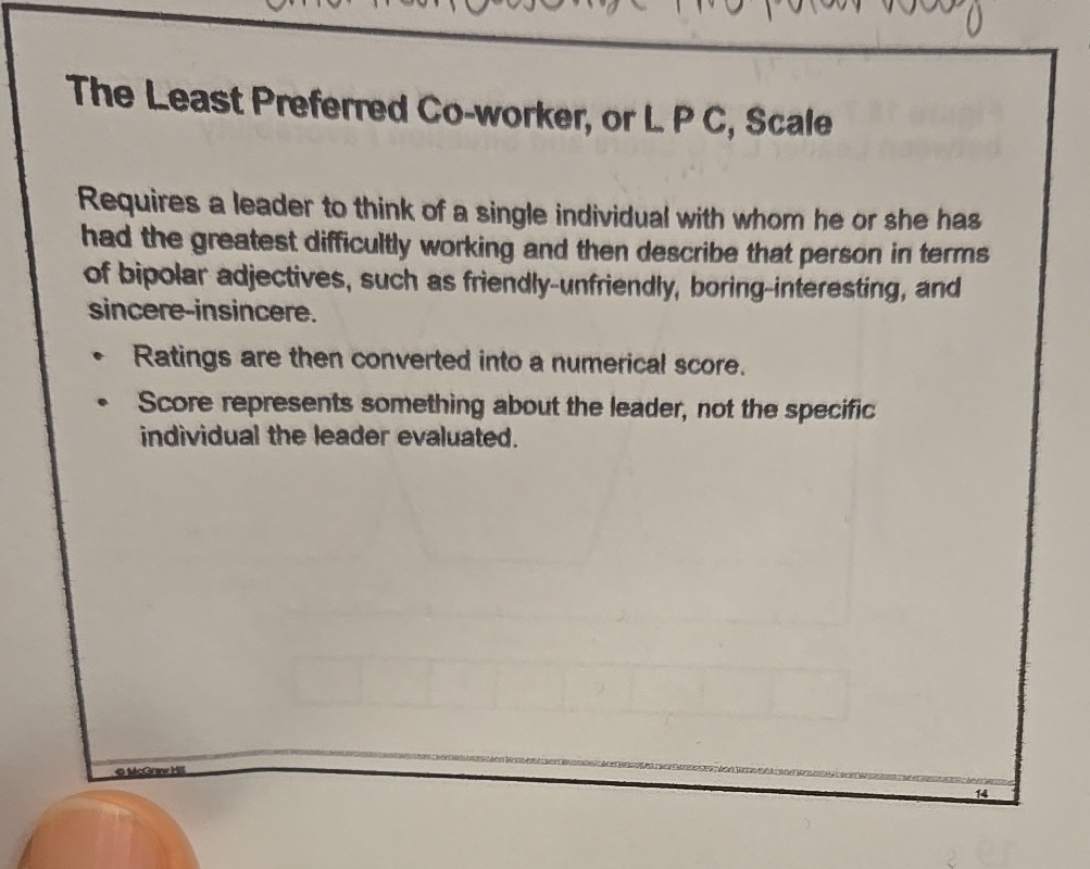 Solved The Least Preferred Co-worker, or L P C, | Chegg.com