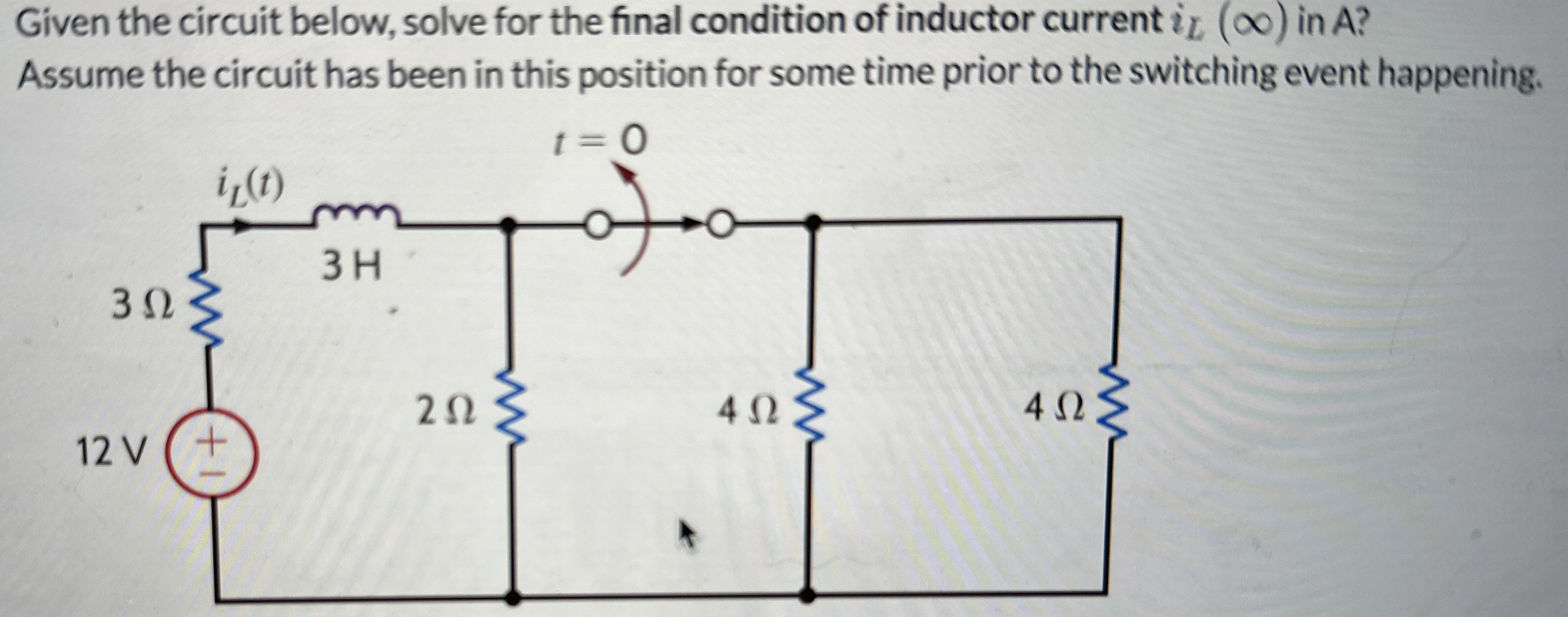 Solved Given the circuit below, solve for the final | Chegg.com