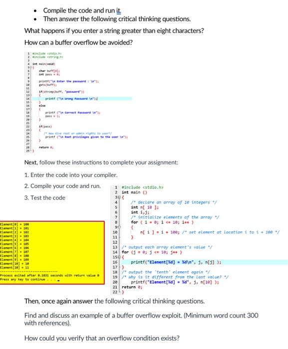 Solved - Compile the code and run it - Then answer the | Chegg.com