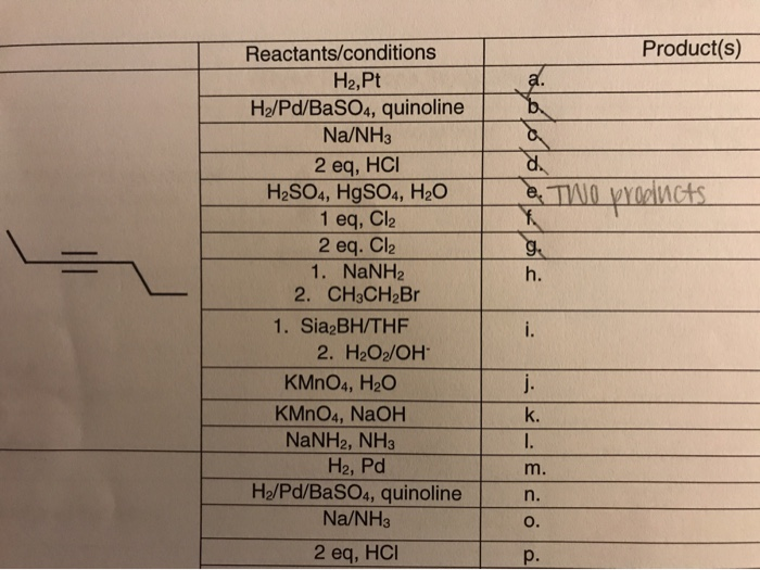 Solved Product(s) Reactants Conditions A. H2,pt H2 Pd Baso4, 