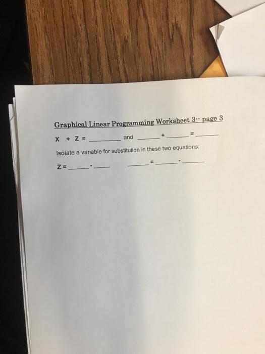 Solved Graphical Linear Programming Worksheet 3- page 2 | Chegg.com