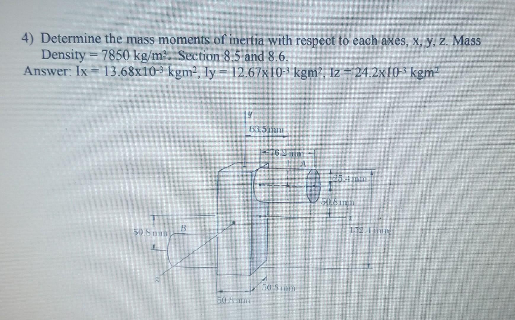 Solved 4) Determine the mass moments of inertia with respect | Chegg.com
