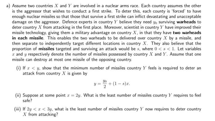 Solved A) Assume Two Countries X And Y Are Involved In A | Chegg.com