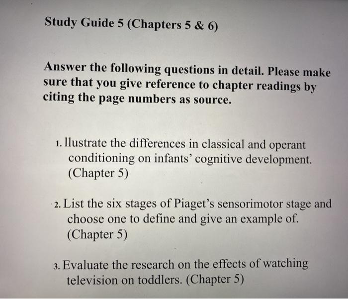 Solved Study Guide 5 (Chapters 5 & 6) Answer the following | Chegg.com