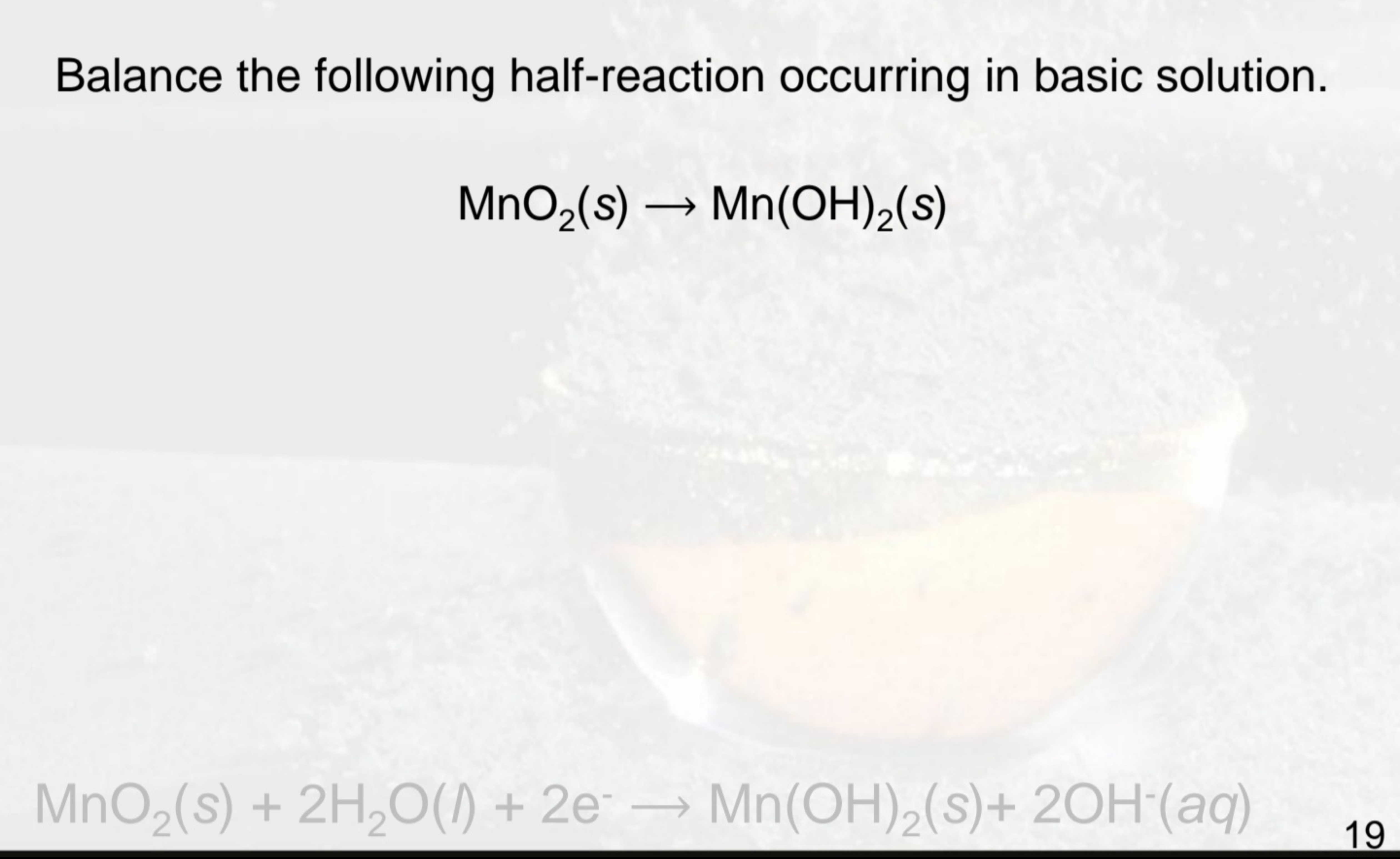 Solved Balance the following half-reaction occurring in | Chegg.com