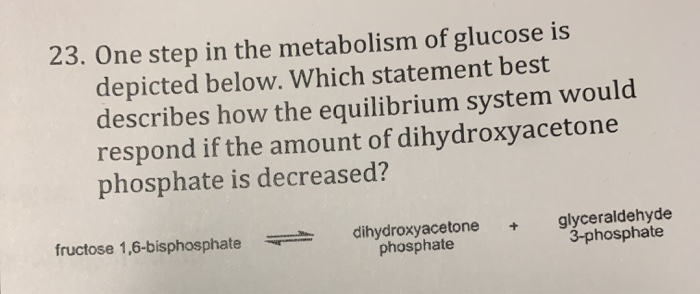 Solved 23. One step in the metabolism of glucose is depicted | Chegg.com