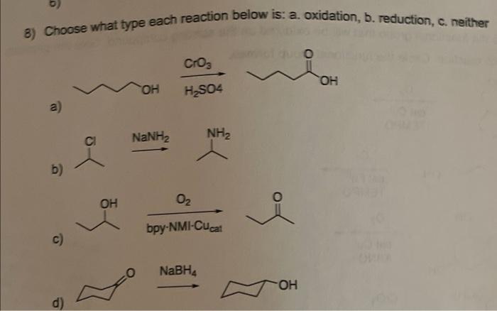 Solved Choose What Type Of Reaction Is A Oxidation B | Chegg.com