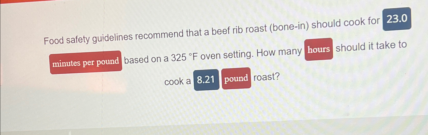 Solved Food safety guidelines that a beef rib