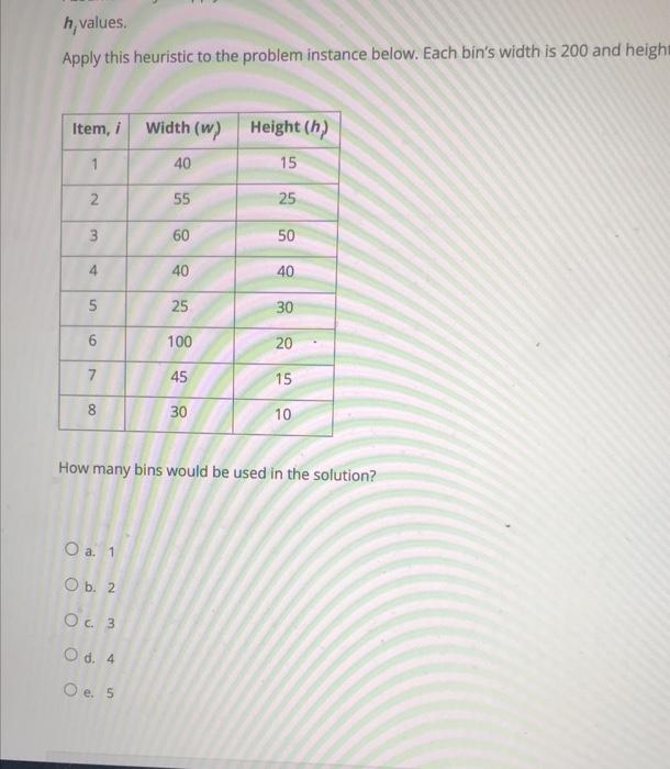 Solved Consider a twodimensional bin packing problem, in