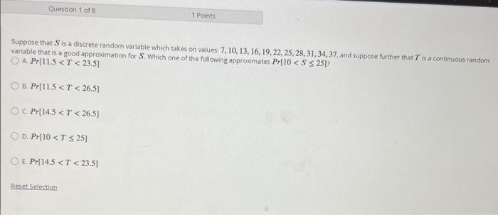 Solved Suppose That S Is A Discrete Random Variable Which | Chegg.com