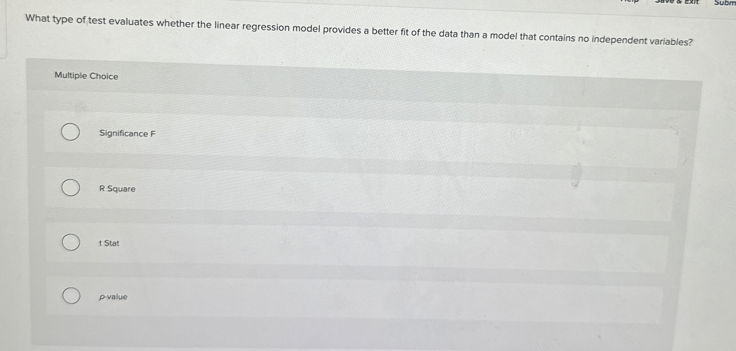 What type of test evaluates whether the linear