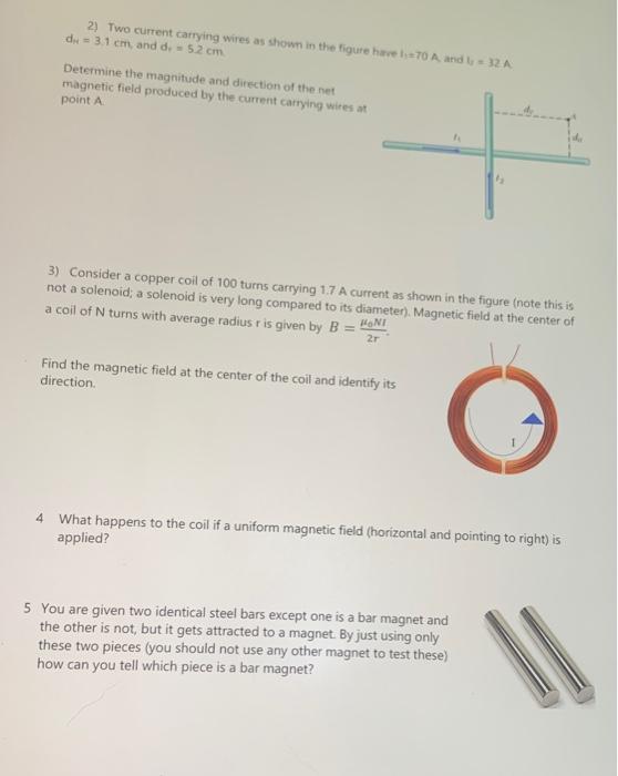 Solved 21 Two Current Carrying Wires As Shown In The Figure | Chegg.com