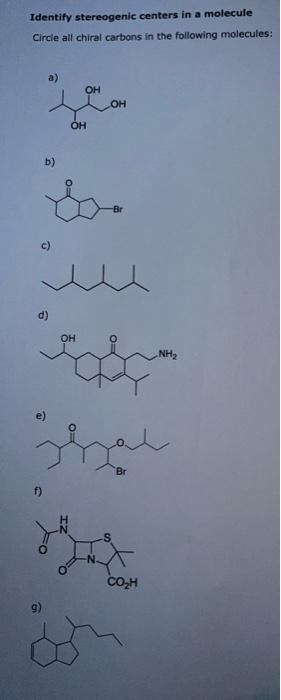 Solved Identify stereogenic centers in a molecule Circle all | Chegg.com