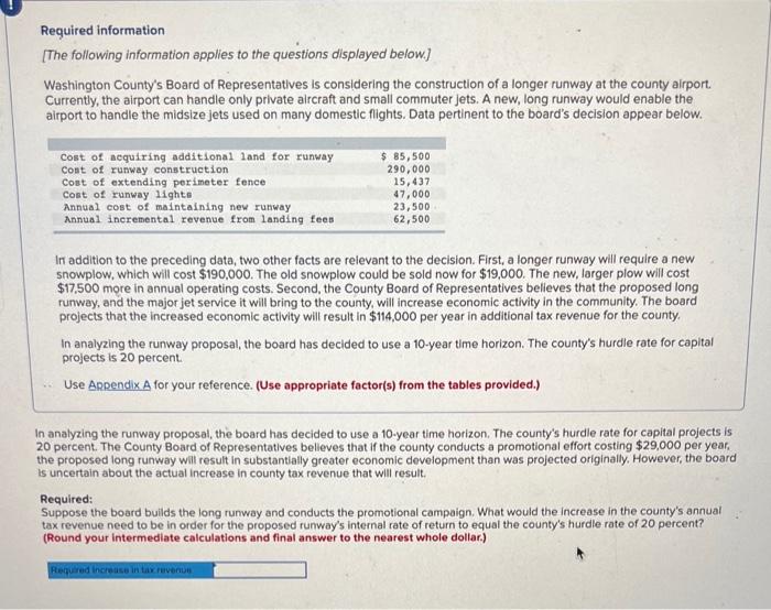 Solved Required Information [The Following Information | Chegg.com