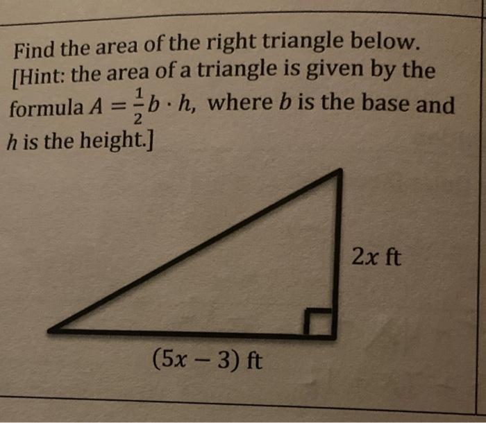 Formulas--Area of a Right Triangle