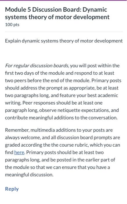 Solved Module 5 Discussion Board: Dynamic systems theory of | Chegg.com