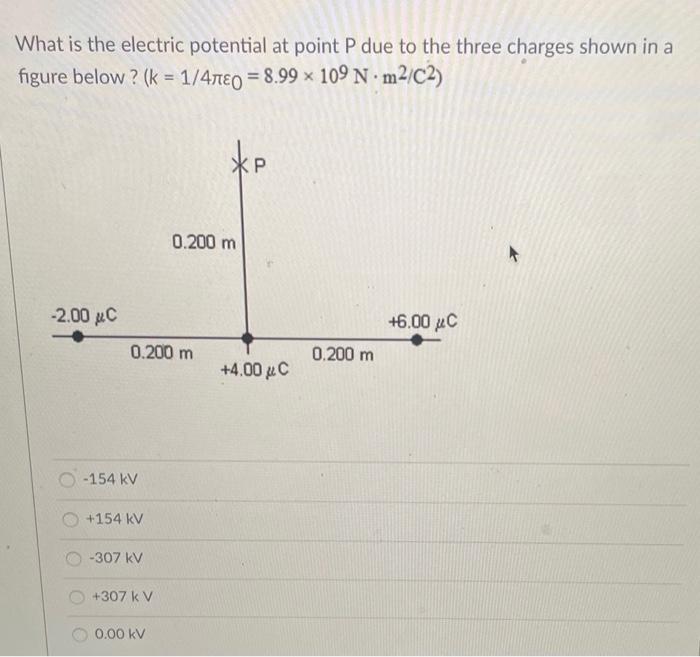 Solved What is the electric potential at point P due to the | Chegg.com